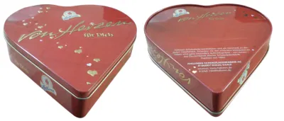 Lata material de encargo del chocolate del embalaje de la categoría alimenticia del caramelo del metal de la caja en forma de corazón